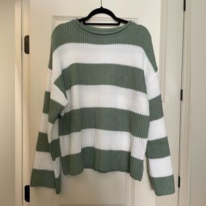 Zesica Green Striped Sweater | Size L